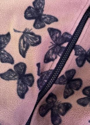 Якісна тепла флісова кофта playtech в метелики на дівчинку 10-11 років, зріст -146см7 фото