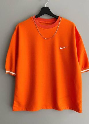 Чоловіча футболка nike orange/white1 фото