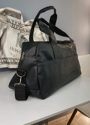 Дорожная сумка в зал экокожа черный на два отделения 48х20х25 см2 фото