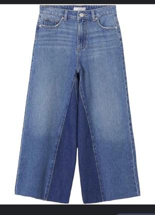 Clockhouse широкі сині джинси із вставкою іншим кольором