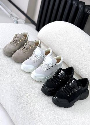 Натуральні кросівки rich , чорні, натуральна замша/лак8 фото