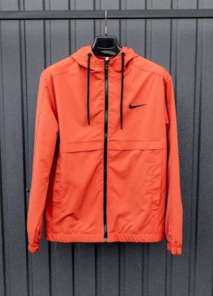 Весняна помаранчева вітровка nike з капюшоном найк куртка2 фото