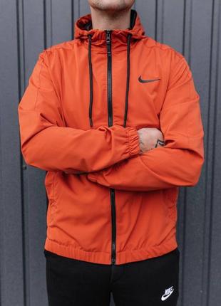 Весняна помаранчева вітровка nike з капюшоном найк куртка5 фото