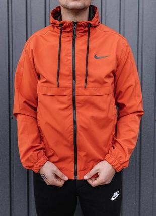 Весняна помаранчева вітровка nike з капюшоном найк куртка8 фото