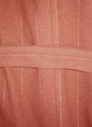 Стильне коричневе пальто 38% шерсть вовна на запах міді з поясом only7 фото