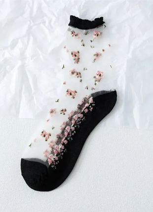 Нові прозорі шкарпетки з вишивкою2 фото