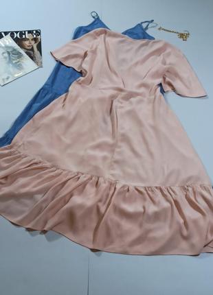 Сукня на запах ніжно рожева довга4 фото