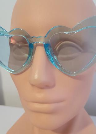 Сонцезахисні окуляри прозорі сердечки love голубі5 фото