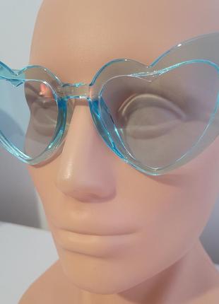 Сонцезахисні окуляри прозорі сердечки love голубі4 фото