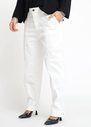 Жіночі джинчи kontatto білий колір, в стилі мом, розмір s2 фото