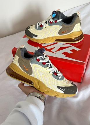 Класні чоловічі кросівки nike travis scott x air max 270 react eng cactus trails бежеві