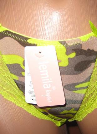 Бикини женские lemila хаки с салатовым кружевом размеры 44-50