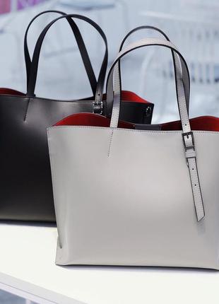 Женская сумка кожаная италия в гладкой натуральной коже шоппер ts000134