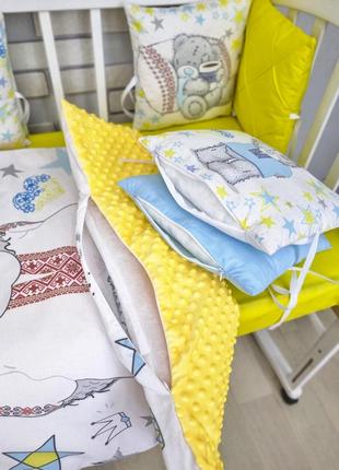 Комплект детского постельного с бортиками на 4 стороны кроватки 120х60 см - тедди в платье-вышиванке4 фото