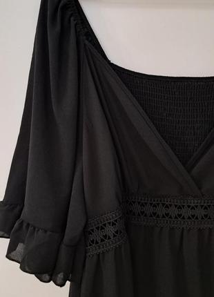 Трендова чорна ярусна сукня плаття на запах з мереживом бренд shein9 фото
