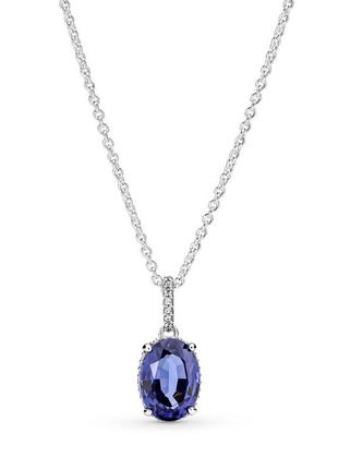 Оригинал пандора оригинальное серебряное колье кулон ожерелье подвеска 390055c01 серебро синий овальный большой камень синим камнем с биркой новое