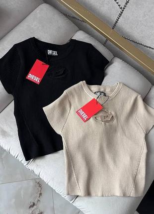 Майка топ в стилі diesel беж чорний рожевий
