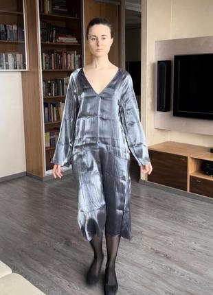 Атласна сукня металік2 фото