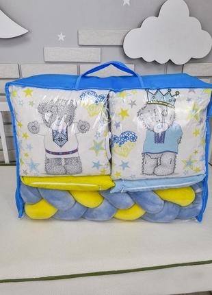Комплект детского постельного с бортиками на 4 стороны кроватки 120х60 см - тедди в вышиванке - для8 фото