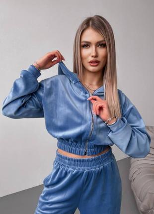 Велюровый спортивный костюм женский деми весна осень прогулочный2 фото