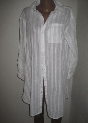 Белая хлопковая рубашка туника f&f р-рs оверсайз1 фото