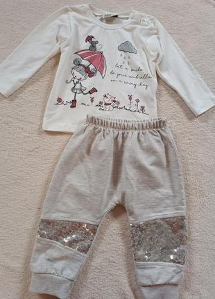 Низька ціна! комплект. кофта+штани. реглан. брюки. комплект. новий..12/18 міс