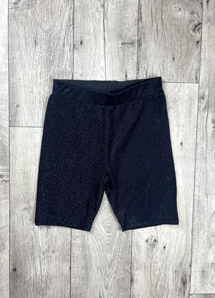 New look велосипедки s/m размер черные блестящие короткие лосины