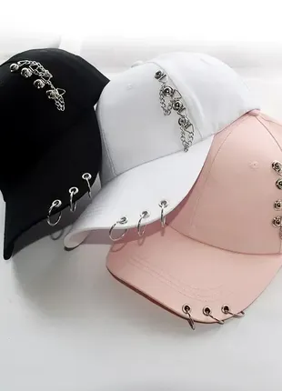 Кепка вінтажна з кільцями та ланцюжком, бейсболка snapback