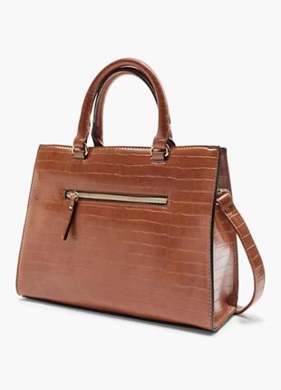 Сумка сумочка саквояж трапеция чемодан коричневая золотая гарнитура с ручкой шопер.2 фото