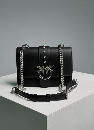 Жіноча чорна брендова сумка pinko classic love bag icon simply black/silver