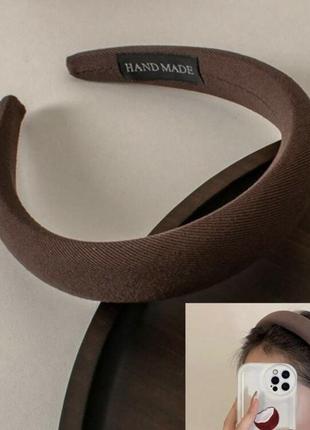 Стильний коричневий текстильний жіночий обруч обідок для волосся2 фото