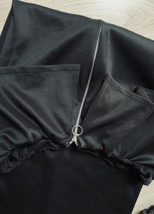Сукня міді відкриті плечі волан по фігурі чорне плаття вечірнє нарядне рюша4 фото