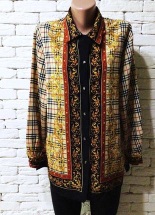 Вінтажна блуза, принт клітка + платочный принт