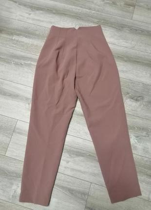 Класичні вкорочені штани брюки з високою посадкою zara high-waist trousers5 фото