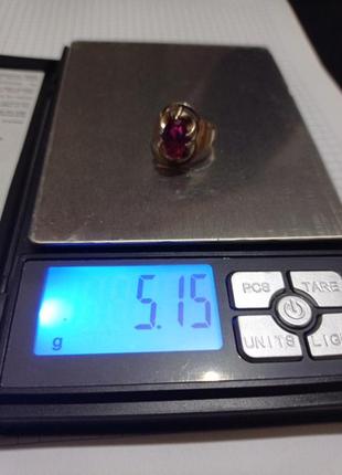 Кольцо ссср звезда 875 проба серебро в позолоте  с ярко-малиновым корундом5 фото