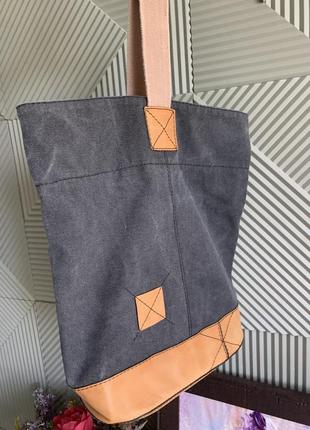 Дизайнерський великий рюкзак шкіра + цупка тканина3 фото
