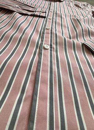 Стретч стрейч масл фіт рожева сорочка у сіру смужку з білим контуром asos3 фото