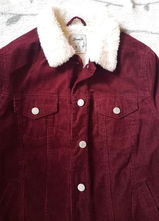 Вельветовая бордовая куртка шерпа denim co3 фото