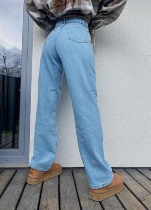 Коттонові блакитні джинси труби палаццо, жіночі джинси палаццо 100% коттон9 фото
