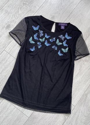 Жіноча футболка з метеликами розмір xs1 фото
