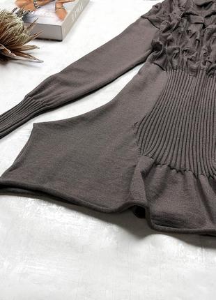 Стильный шерстяной свитерок oblique шоколадного цвета роскошной ассиметричной вязкой2 фото