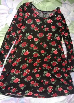 Плаття сукня жіноча міді трапеція у квіти л -хл