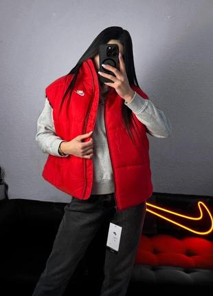 Спортивна жилетка nike червона найк оверсайз безрукавка