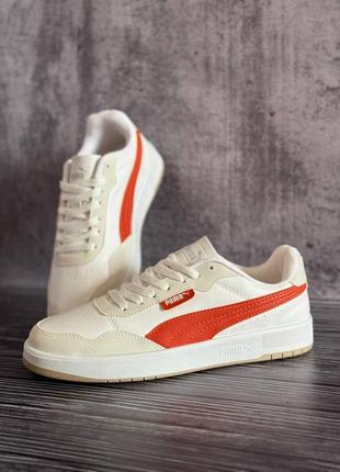 Кросівки в стилі puma court ultra lite white orange4 фото