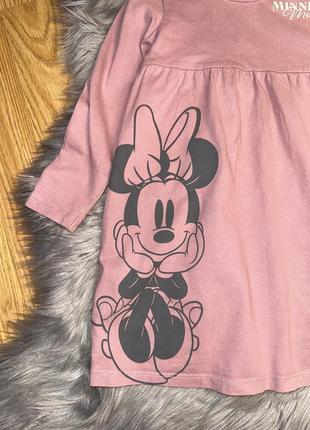 Стильна якісна бавовняна сукня з довгим рукавом minnie mouse для дівчинки 1,5/2р disney baby2 фото