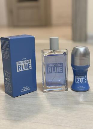 Набір чоловічі парфуми та дезодорант avon individual blue