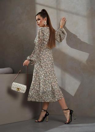 Шифонова сукня міді в квітковий принт3 фото