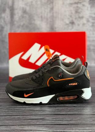 Чоловічі кроси в стилі nike air max 90 silver orange4 фото