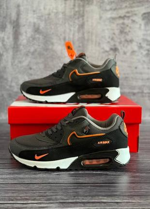 Чоловічі кроси в стилі nike air max 90 silver orange2 фото