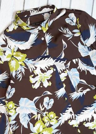 🤩1+1=3 стильна шоколадна блуза блузка в квітковий принт zara, розмір 44 - 464 фото